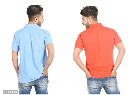 Reliable Multicoloured Cotton Blend  Polos For Men Pack Of 2-thumb2