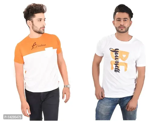 Stylish Men Polyester Round Neck T-Shirt Pack of 2