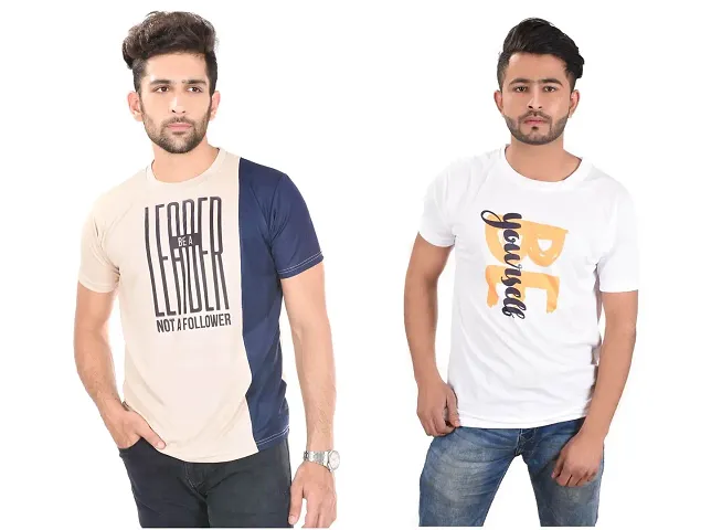 Stylish Men Polyester Printed Round Neck T-Shirt Pack Of 3