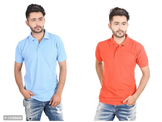 Reliable Multicoloured Cotton Blend  Polos For Men Pack Of 2