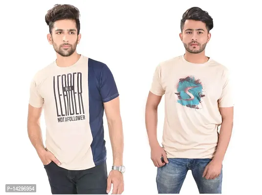 Stylish Men Polyester Round Neck T-Shirt Pack of 2