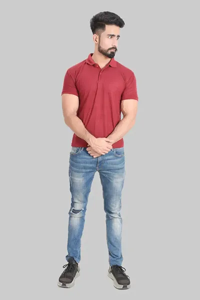 Cotton Blend Short-sleeve Comfortable Polo Tees for Men
