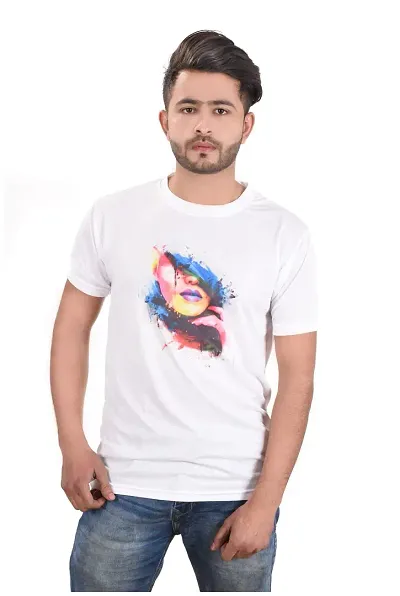 Multicolored Polyester Printed Tees for Men