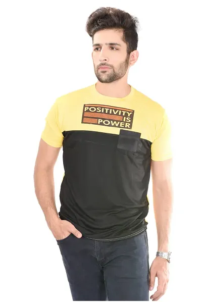 Polyester Multicoloured Round Neck Tees for Men