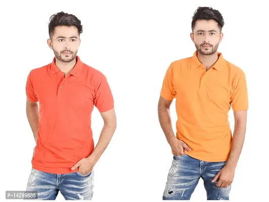 Reliable Multicoloured Cotton Blend  Polos For Men Pack Of 2