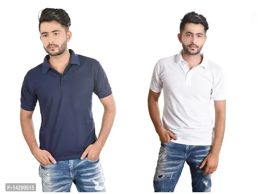 Reliable Multicoloured Cotton Blend  Polos For Men Pack Of 2