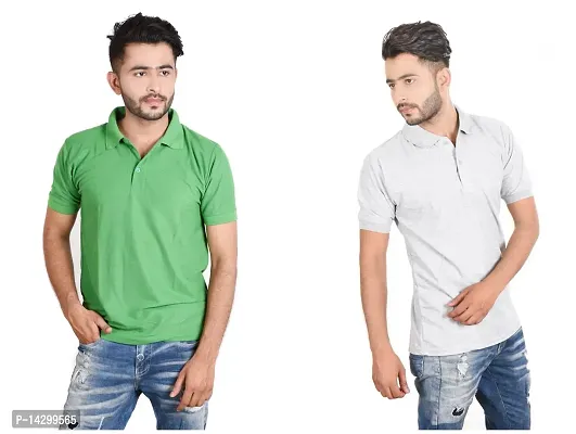 Reliable Multicoloured Cotton Blend  Polos For Men Pack Of 2-thumb0