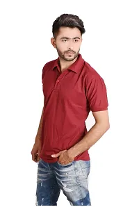 Reliable Maroon Cotton Blend  Polos For Men-thumb2