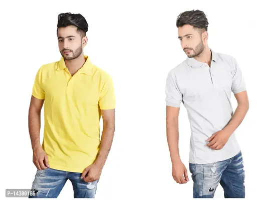 Reliable Multicoloured Cotton Blend  Polos For Men Pack Of 2