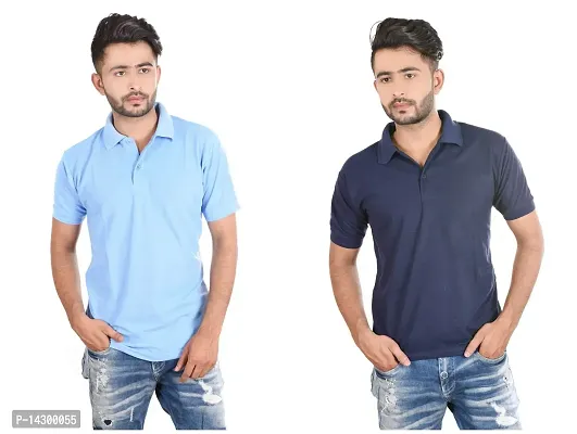 Reliable Multicoloured Cotton Blend  Polos For Men Pack Of 2