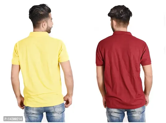 Reliable Multicoloured Cotton Blend  Polos For Men Pack Of 2-thumb2