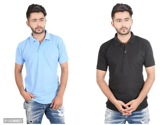 Reliable Multicoloured Cotton Blend  Polos For Men Pack Of 2