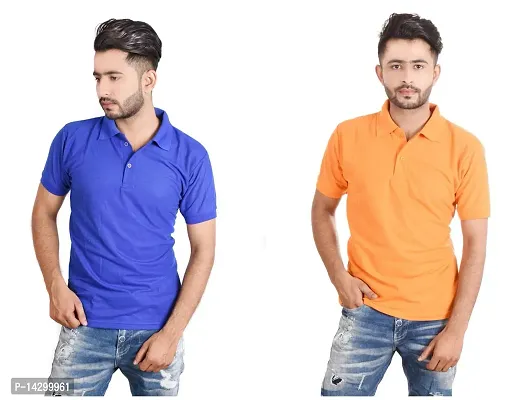 Reliable Multicoloured Cotton Blend  Polos For Men Pack Of 2-thumb0