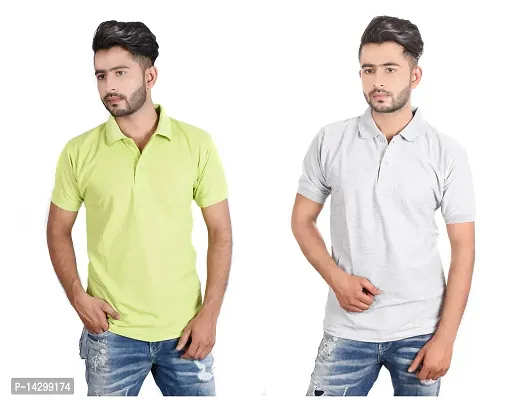 Reliable Multicoloured Cotton Blend  Polos For Men Pack Of 2