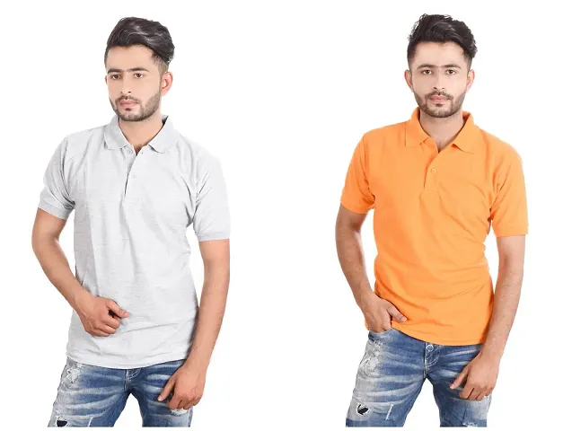 Reliable Multicoloured Cotton Blend Polo T-Shirt For Men Pack Of 2