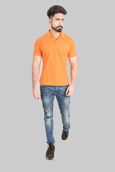 Cotton Blend Short-sleeve Comfortable Polo Tees for Men