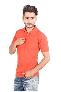 Reliable Red Cotton Blend  Polos For Men-thumb2