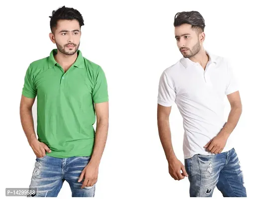 Reliable Multicoloured Cotton Blend  Polos For Men Pack Of 2