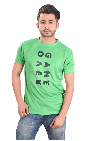 Polyester Multicolored Round Neck Tees for Men
