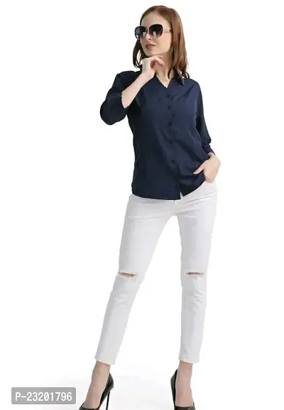 Stylish Fancy Poly Crepe Solid Casual Shirts For Women Pack Of 1-thumb0