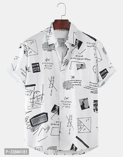 Reliable White Cotton Blend Printed Casual Shirt For Men-thumb0