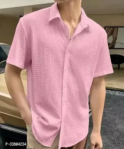 Reliable Pink Cotton Blend Solid Casual Shirt For Men