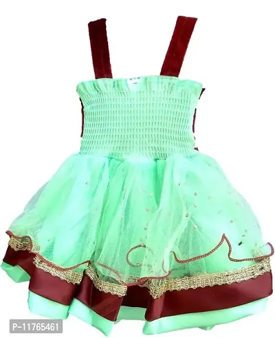 Paras Pooja Garments Best Designer Baby Doll Frock Dress Daily casualuse New Born Baby Birthday Girl Gift Item (9-12 Months, Off White) (Green, 0-6 Months)-thumb2