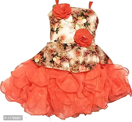 Paras Pooja Garments Baby Girl's Net Doll Dress (a.k, Peach, 9-12 months )