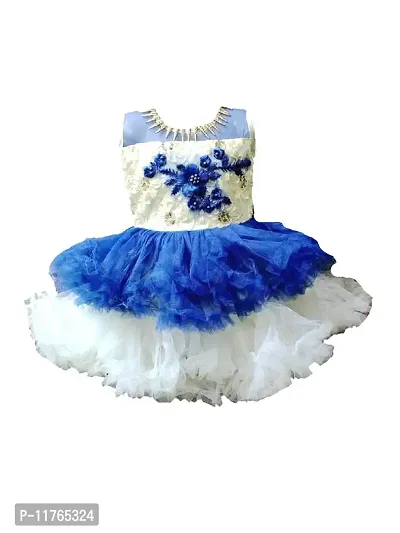 Kids Fashion hub Best Designer Baby Doll Frock Dress Daily casualuse New Born Baby Birthday Girl Gift Item (red, 1-2 Years) (Royal Blue, 1-2 Years)-thumb0