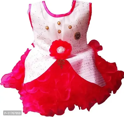 Paras Pooja Garments Best Designer Baby Doll Frock Dress Daily casualuse 6-12 Months Baby Birthday Girl Gift Item (red, 9-12 Months)