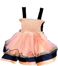 Paras Pooja Garments Best Designer Baby Doll Frock Dress Daily casualuse New Born Baby Birthday Girl Gift Item (9-12 Months, Off White) (Peach, 6-12 Month)-thumb1