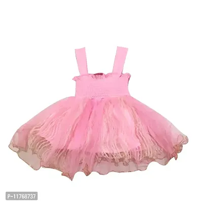 Paras Pooja Garments Baby Girl's casual Doll Frock Dress (k babu, 9-12 Months, Pink)-thumb3