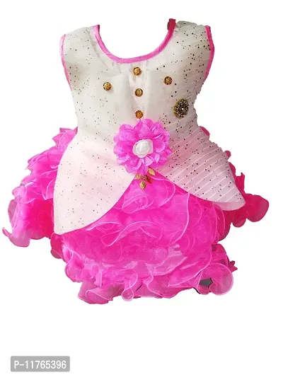 socho samjo Baby Girl's Midi Fit And Flare Dress (nnn_Baby Pink_12-18 Months)-thumb0
