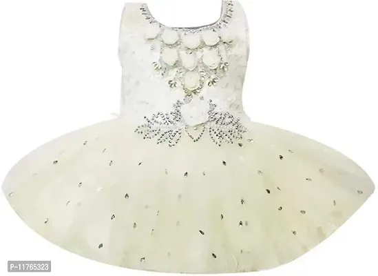 Paras Pooja Baby Girl's Fit and Flare Knee Length Frock (khukurani_White_6-9 Months)
