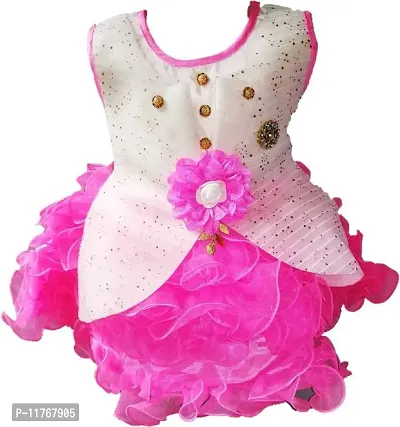 Paras Pooja Garments Best Designer Baby Doll Frock Dress Daily casualuse 6-12 Months Baby Birthday Girl Gift Item (Pink, 9-12 Months)