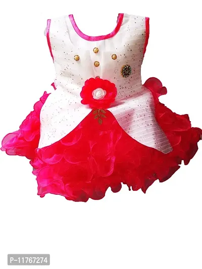 socho samjo Baby Girl's Midi Fit And Flare Dress (nnn_Light Red_12-18 Months)