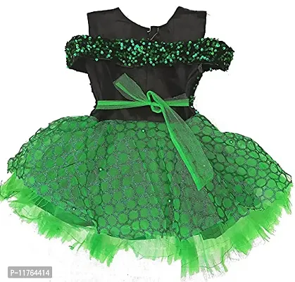 Misti COLLECTION Beautiful Net Fabric Knee Length Frock Dress for Baby Girls Green-thumb2