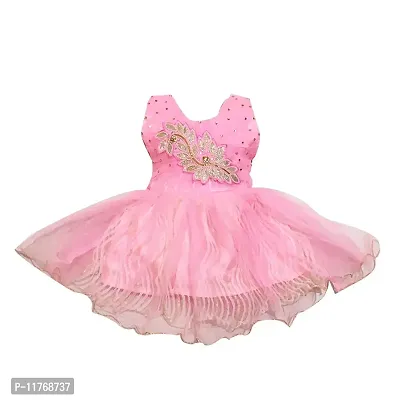 Paras Pooja Garments Baby Girl's casual Doll Frock Dress (k babu, 9-12 Months, Pink)