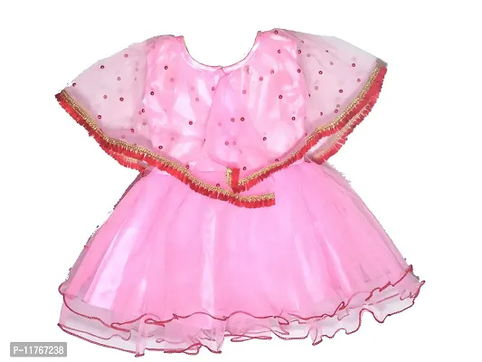 Kids Fashion hub Best Designer Baby Doll Frock Dress Daily casualuse New Born Baby Birthday Girl Gift Item (Pink, 6-9 Months)-thumb2