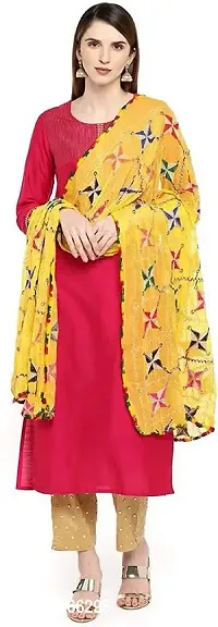 paras pooja garaments Phulkari Dupattas for Womens, Hand Embroidered in Amritsar, Punjabi Pankha Design(yellow)-thumb0