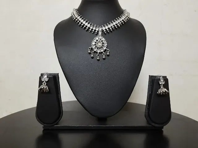 Attractive Oxidised Silver Choker Sets for Women