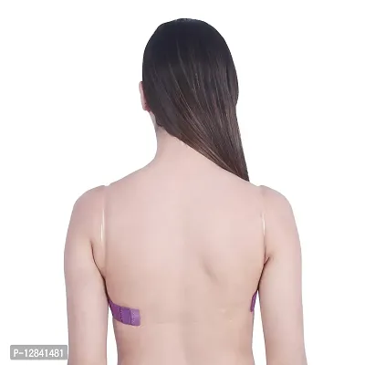 JMT Wear Women's Strapless, Transparent Straps Push up Padded Bra (Purple)(34B)-thumb2