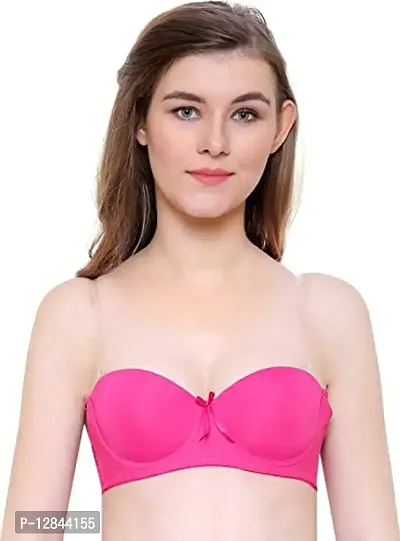 JMT Wear Women's Polyamide & Elastane Lightly Padded Wired Push-Up Bra(Hot Pink)(36B)