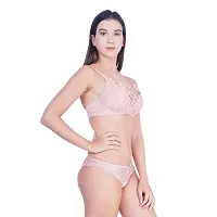 JMT Wear Women's Sexy Embroidery lace Padded Designer Soft Special Day Honeymoon Lingerie Bra Panty Set-thumb2