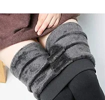 JMT Wear Women Warm Thick Fur Lined Fleece Winter Thermal Soft Legging Tights Stocking - Slim Fit (Grey, 28)-thumb1