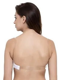 JMT Wear Women's Strapless, Transparent Straps Push up Padded Bra (White)(32A)-thumb2