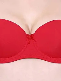 JMT Wear Women's Polyamide & Elastane Lightly Padded Wired Push-Up Bra(Hot Red)(30C)-thumb4