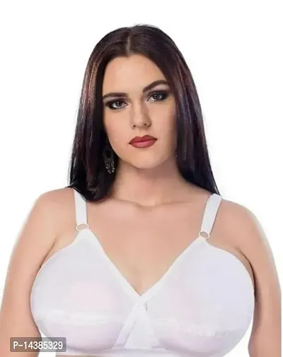 Cotton White Solid Women Bra For Women-thumb0