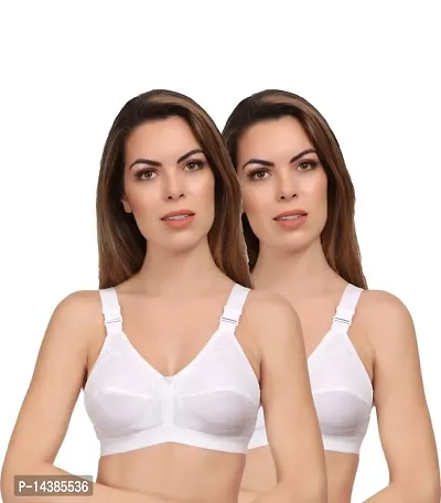 Cotton White Solid Women Bra For Women- Pack Of 2-thumb0