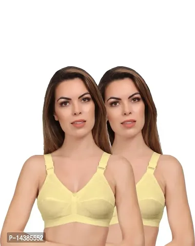 Cotton Yellow Solid Women Bra For Women- Pack Of 2-thumb0